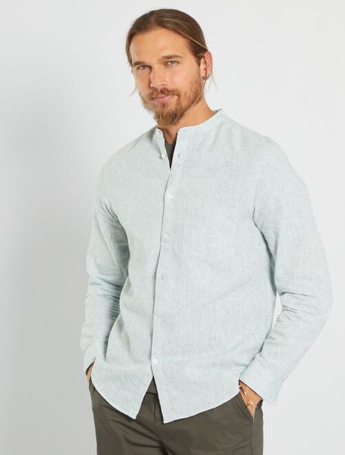 Camicia in lino eco-sostenibile - verde pino - Kiabi - 15.00€