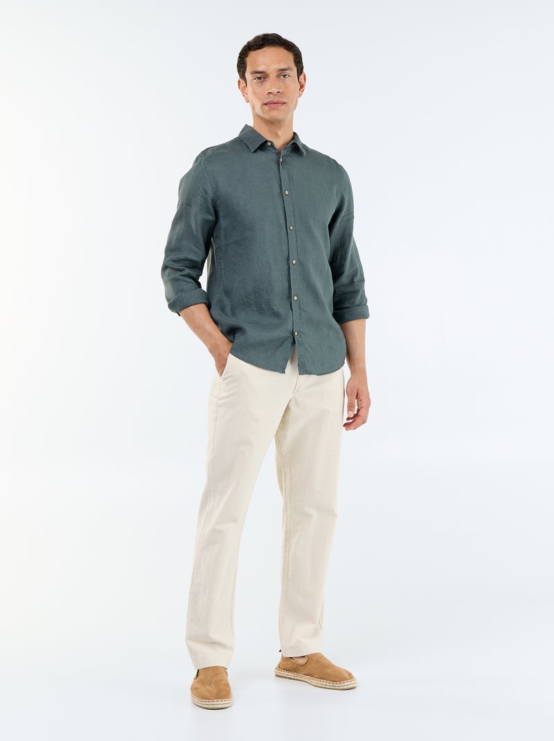 Camicia in lino Kaki - Kiabi