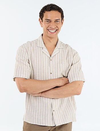 Camicia in lino misto a maniche corte
