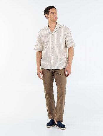 Camicia in lino misto a maniche corte