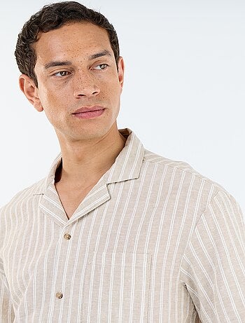 Camicia in lino misto a maniche corte