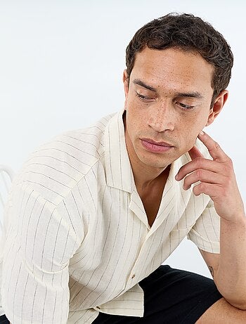 Camicia in lino misto a maniche corte