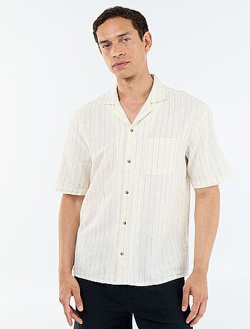 Camicia in lino misto a maniche corte
