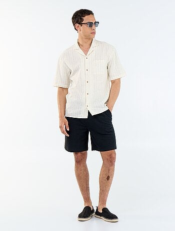 Camicia in lino misto a maniche corte