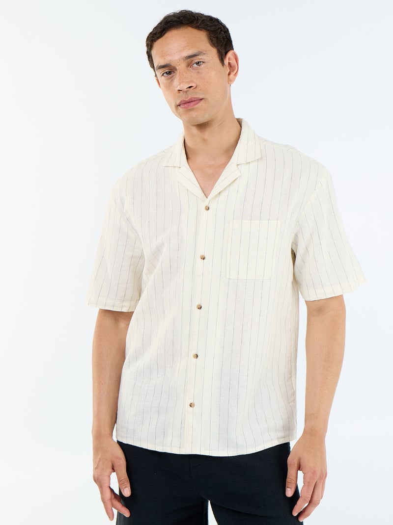 Camicia in lino misto a maniche corte Bianco - Kiabi