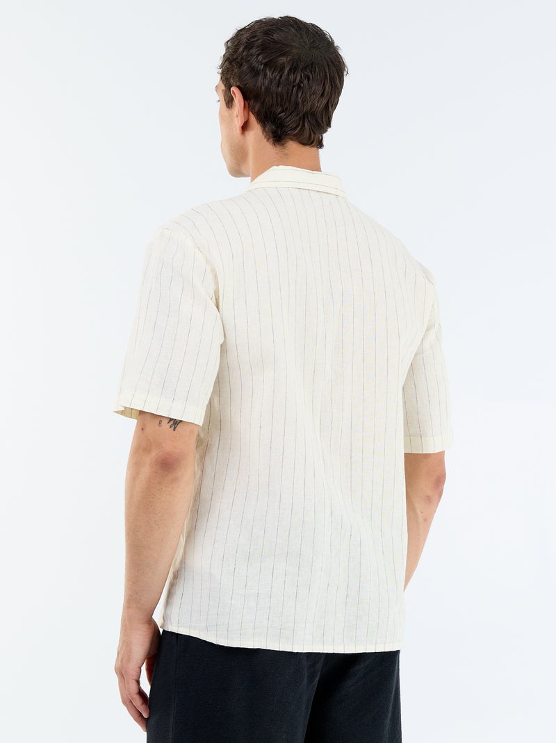 Camicia in lino misto a maniche corte Bianco - Kiabi
