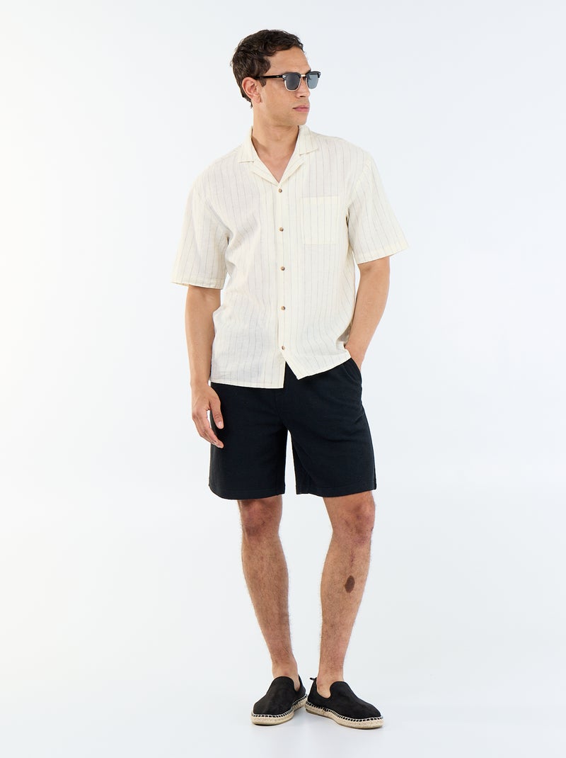 Camicia in lino misto a maniche corte Bianco - Kiabi