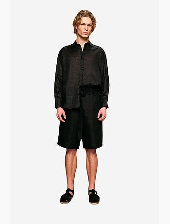 Camicia in lino regular fit con chiusura a bottoni giesto