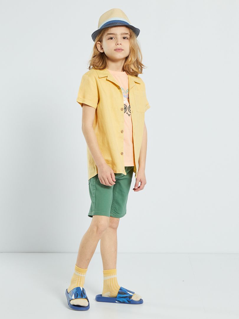 Camicia in lino regular fit giallo - Kiabi