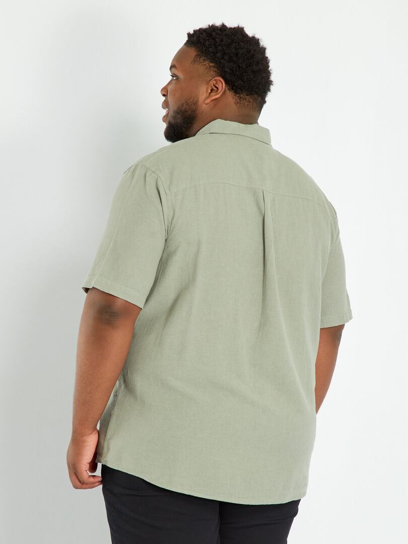 Camicia in lino tinta unita grigio - Kiabi