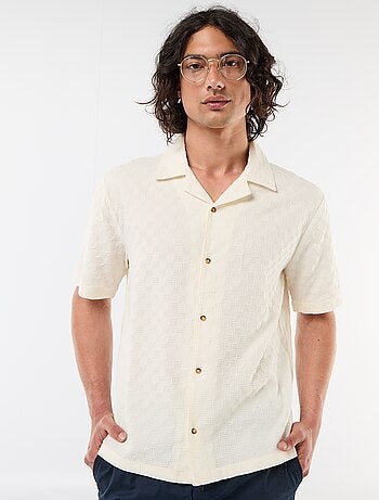 Camicia in maglia fantasia a maniche corte