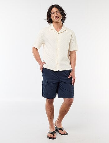 Camicia in maglia fantasia a maniche corte