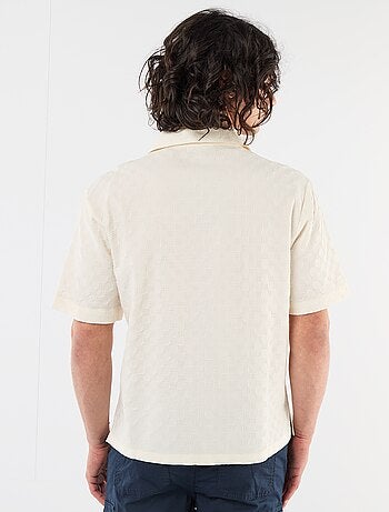 Camicia in maglia fantasia a maniche corte