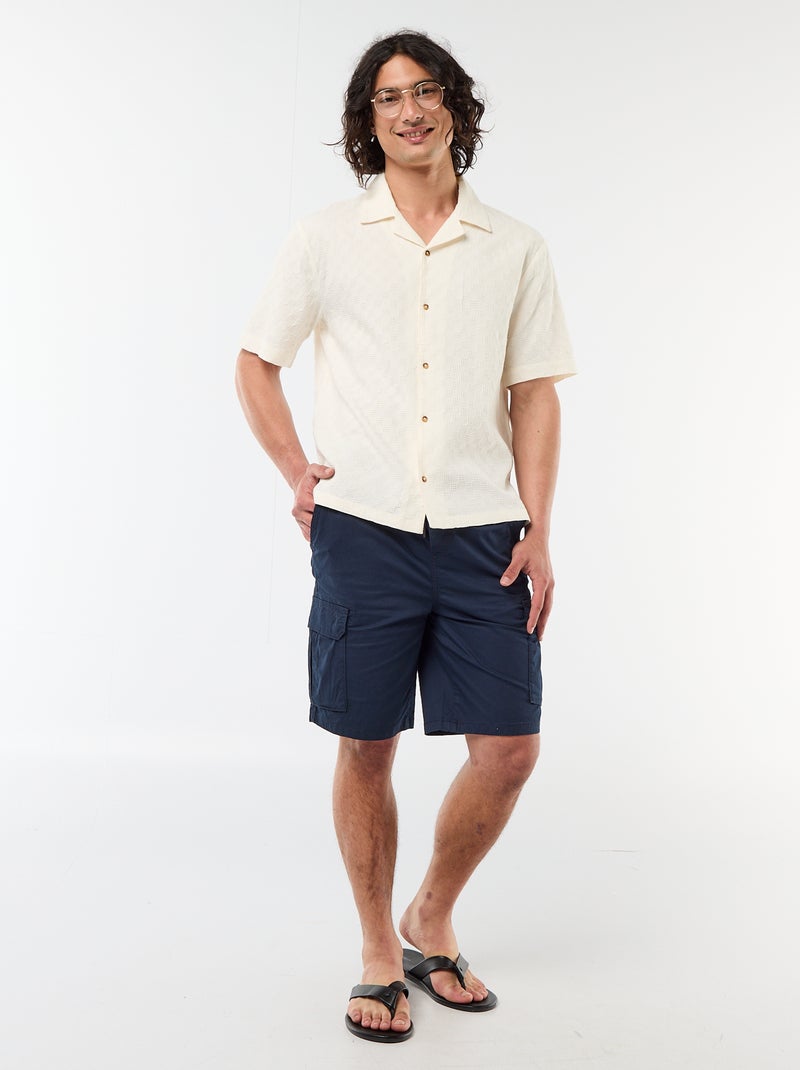 Camicia in maglia fantasia a maniche corte Bianco - Kiabi