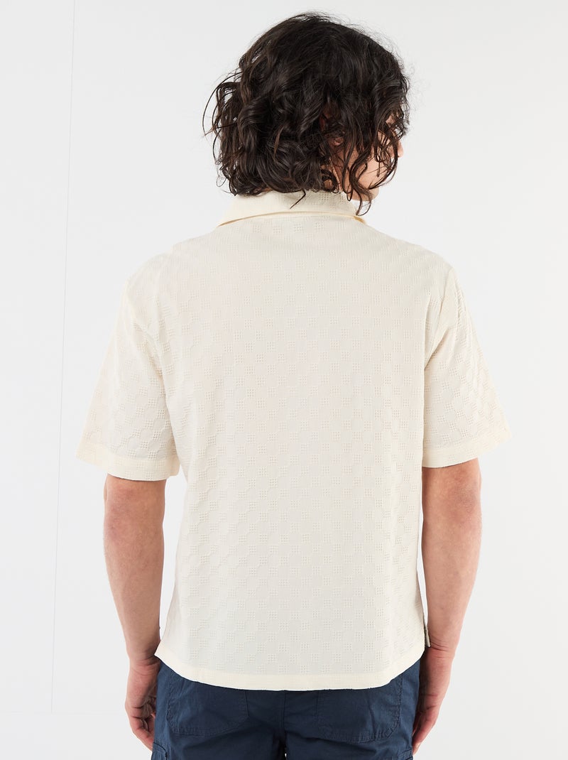 Camicia in maglia fantasia a maniche corte Bianco - Kiabi
