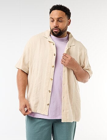 Camicia in maglia fantasia a maniche corte
