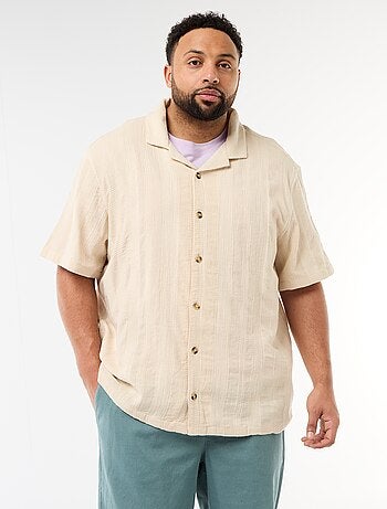 Camicia in maglia fantasia a maniche corte