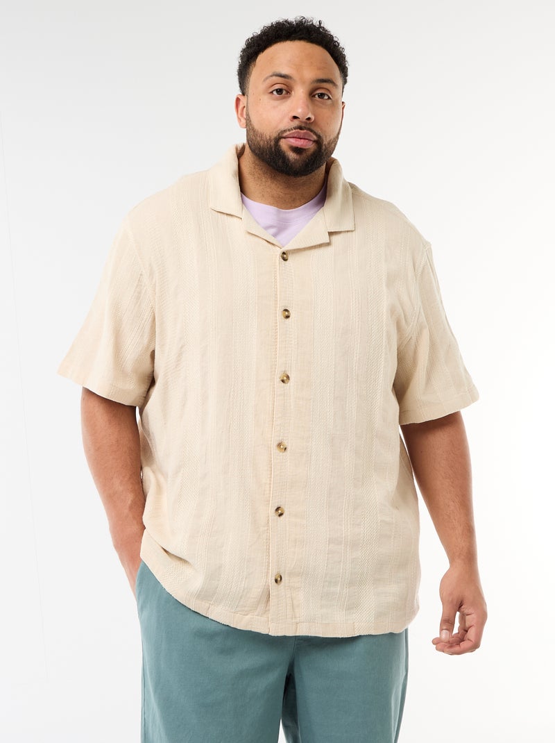 Camicia in maglia fantasia a maniche corte Bianco - Kiabi