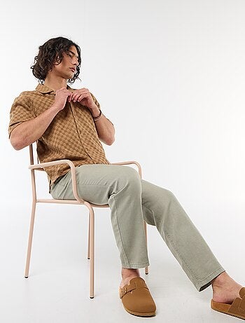 Camicia in maglia fantasia a maniche corte