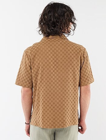 Camicia in maglia fantasia a maniche corte
