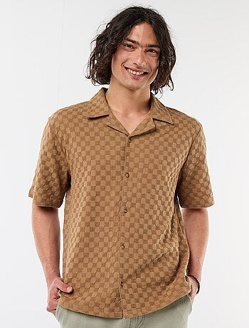 Camicia in maglia fantasia a maniche corte