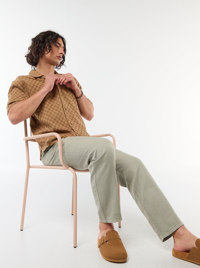 Camicia in maglia fantasia a maniche corte Marrone - Kiabi