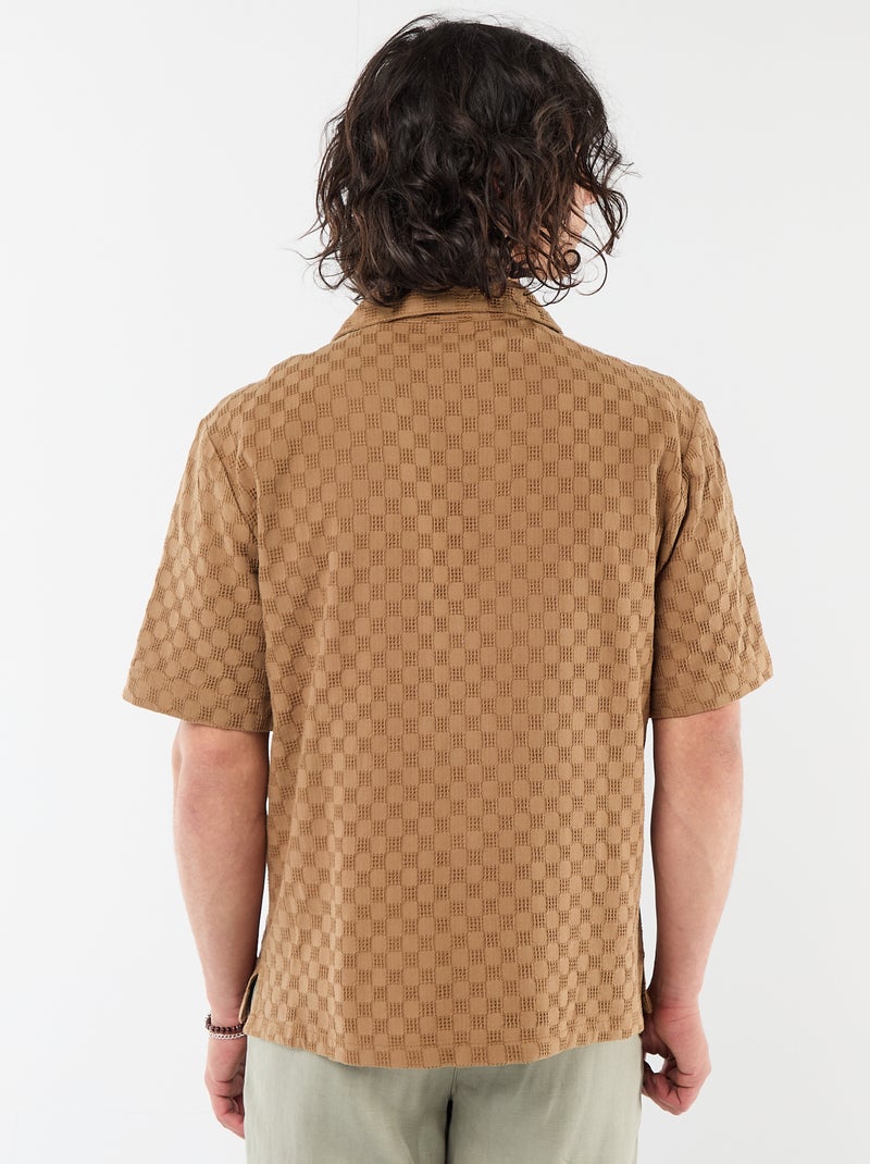 Camicia in maglia fantasia a maniche corte Marrone - Kiabi