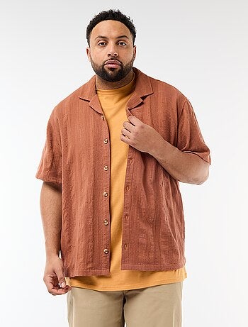Camicia in maglia fantasia a maniche corte