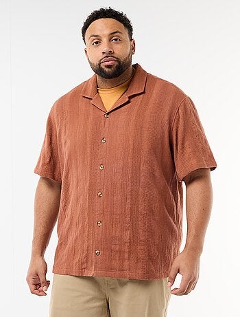 Camicia in maglia fantasia a maniche corte