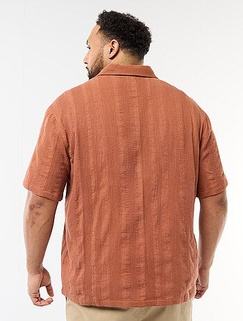 Camicia in maglia fantasia a maniche corte
