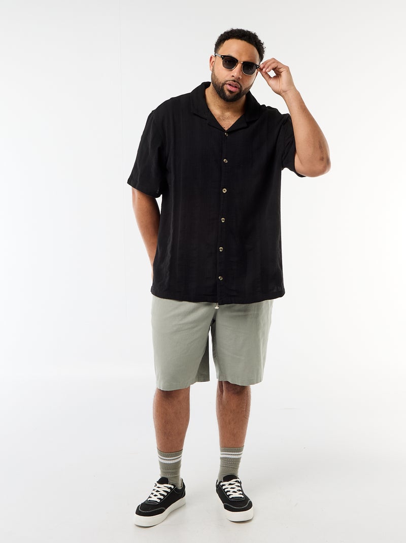 Camicia in maglia fantasia a maniche corte Nero - Kiabi