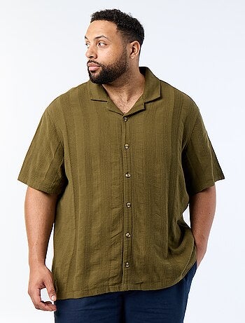 Camicia in maglia fantasia a maniche corte