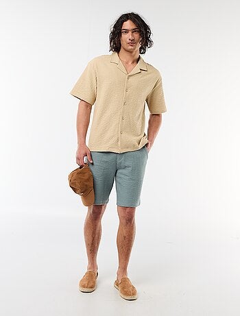 Camicia in maglia goffrata a maniche corte