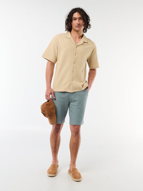 Camicia in maglia goffrata a maniche corte - Kiabi