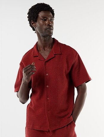 Camicia in maglia goffrata a maniche corte