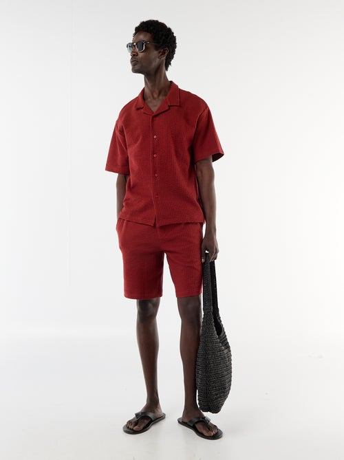 Camicia in maglia goffrata a maniche corte - Kiabi