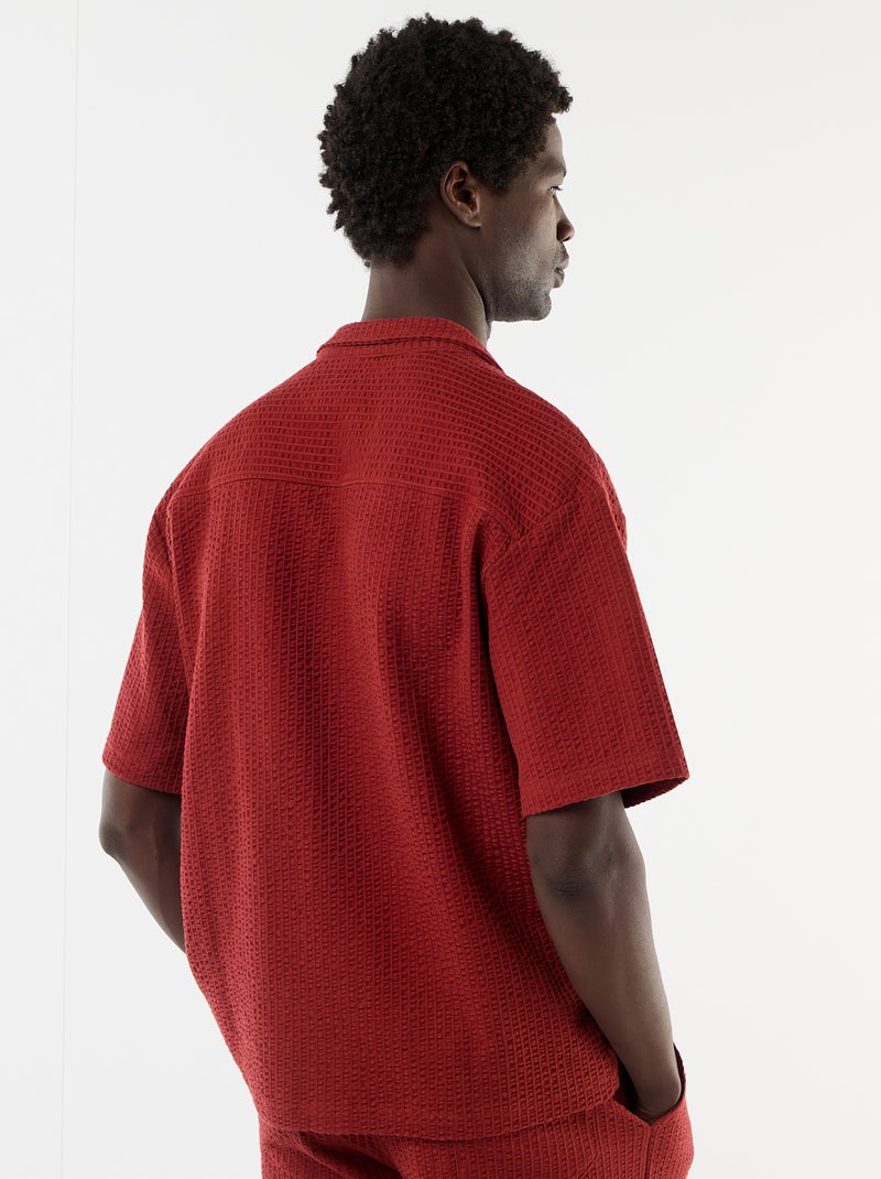 Camicia in maglia goffrata a maniche corte Rosso - Kiabi