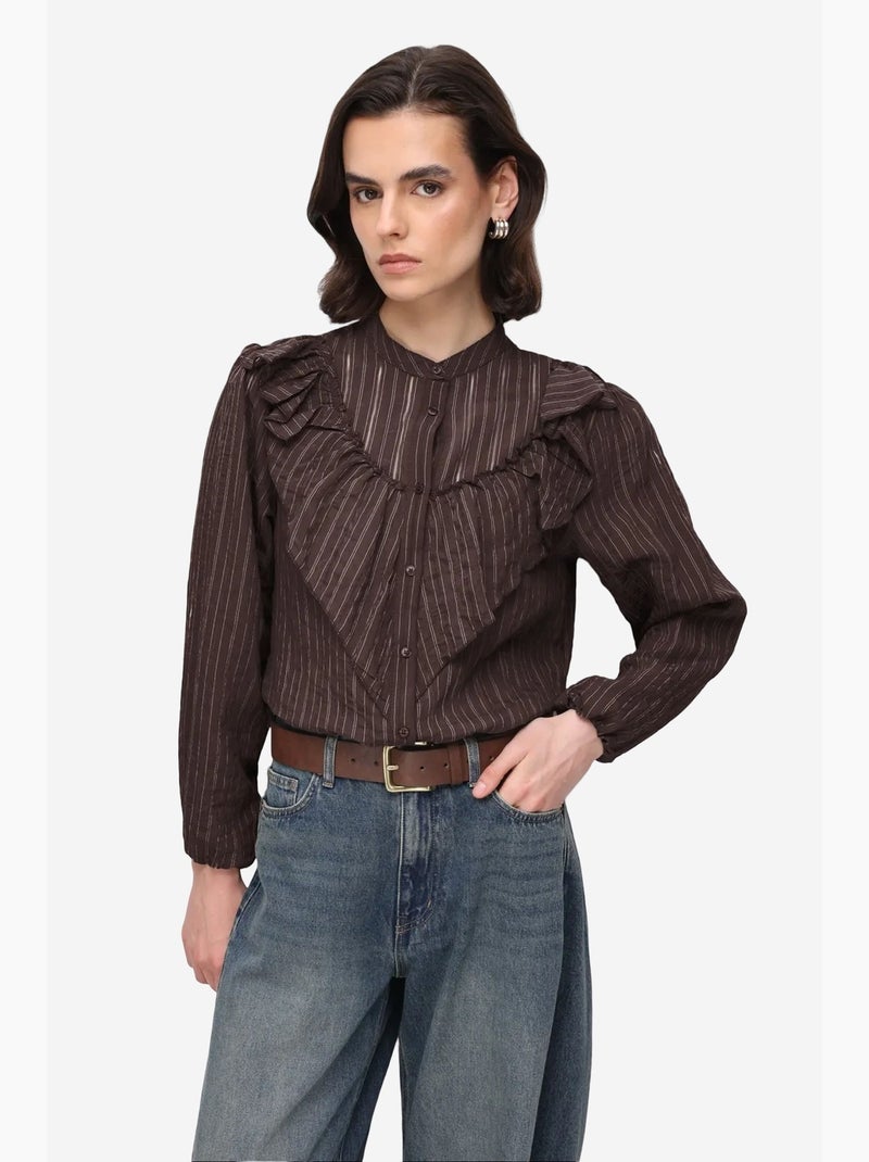 Camicia in misto cotone mixray Marrone cioccolato - Kiabi