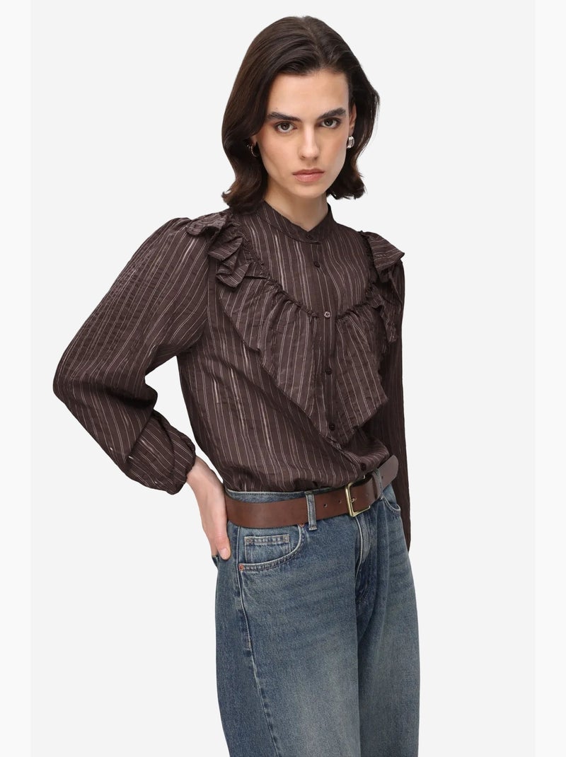 Camicia in misto cotone mixray Marrone cioccolato - Kiabi