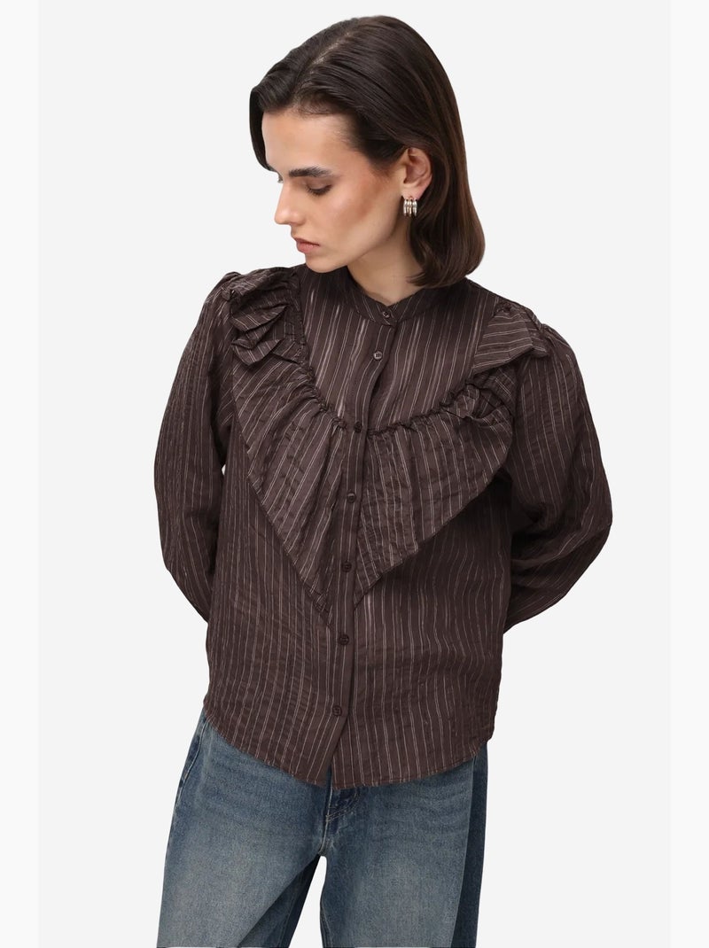 Camicia in misto cotone mixray Marrone cioccolato - Kiabi