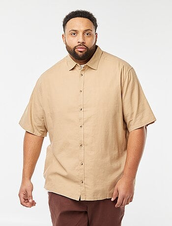 Camicia in misto lino a maniche corte