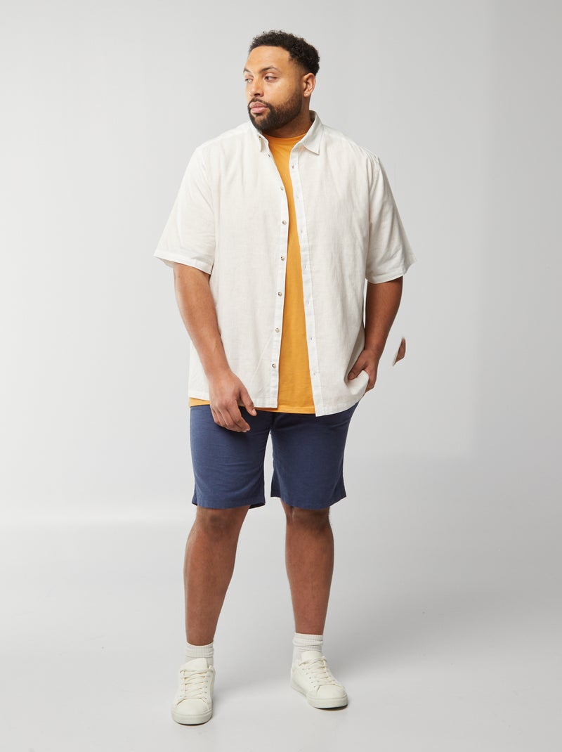 Camicia in misto lino a maniche corte BIANCO - Kiabi