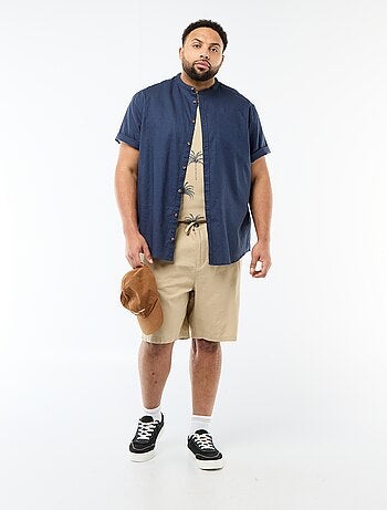 Camicia in misto lino a maniche corte