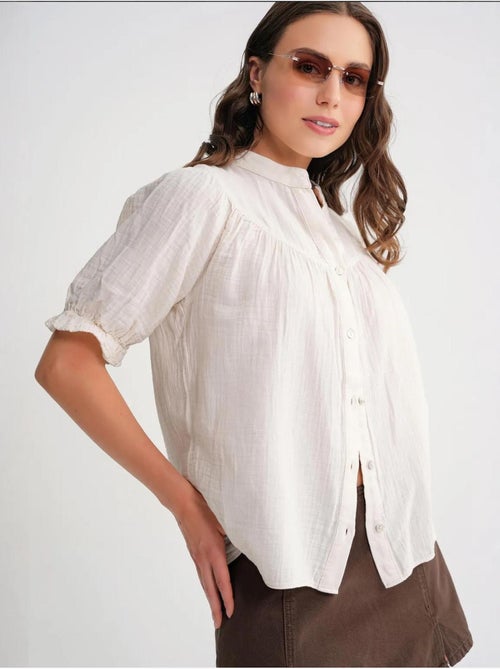 Camicia in misto lino a maniche corte con bottoni mixray - Kiabi Camicia in misto lino a maniche corte con bottoni mixray - Kiabi