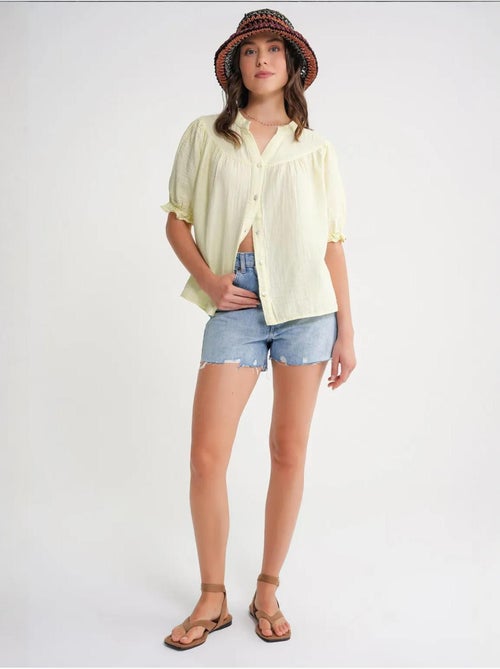 Camicia in misto lino a maniche corte con bottoni mixray - Kiabi