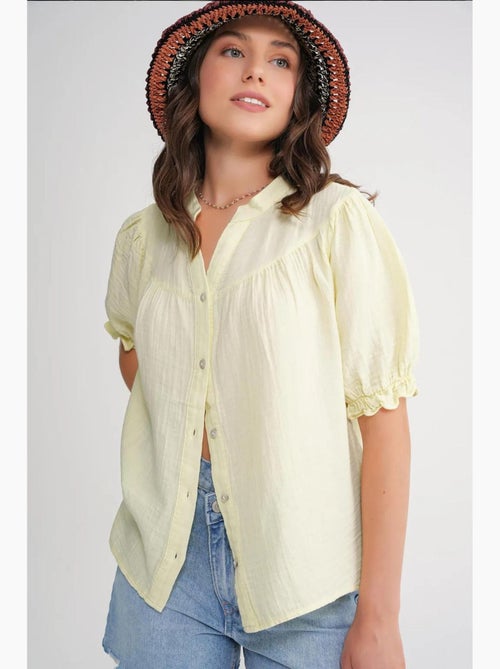 Camicia in misto lino a maniche corte con bottoni mixray - Kiabi