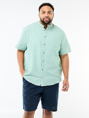 Camicia in misto lino a maniche corte