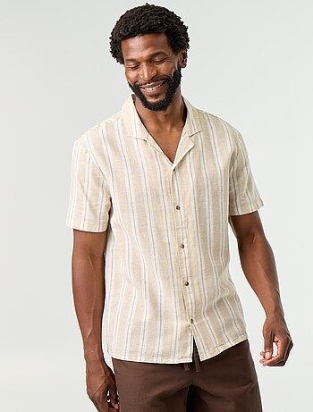 Camicia in misto lino a righe