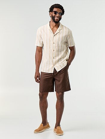 Camicia in misto lino a righe