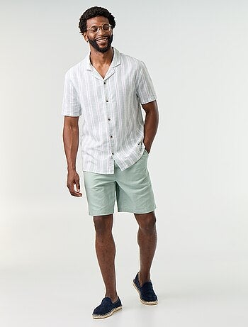 Camicia in misto lino a righe